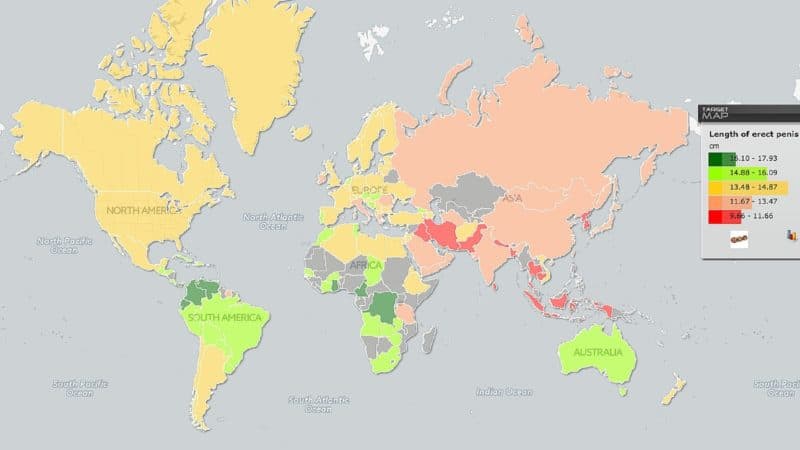 Mappa dimensioni pene nel mondo